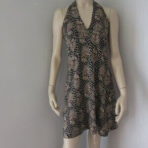 FREE PEOPLE Multicolor Halter Sequins Beads Cotton Back Zip Small Dress